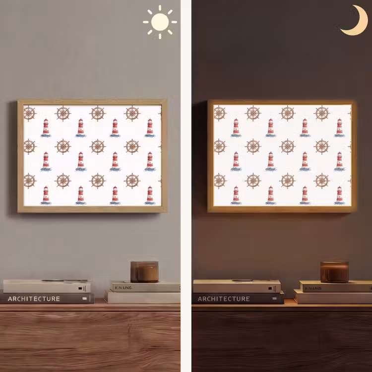 Nautisch - Klassiek - Rood Light Box met batterij (Wandlamp) middel 907 -sfeer3