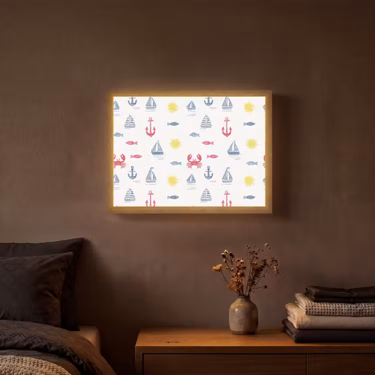 Nautisch - Illustraties - Kleurrijk Light Box met batterij (Wandlamp) middel 907 -sfeer4