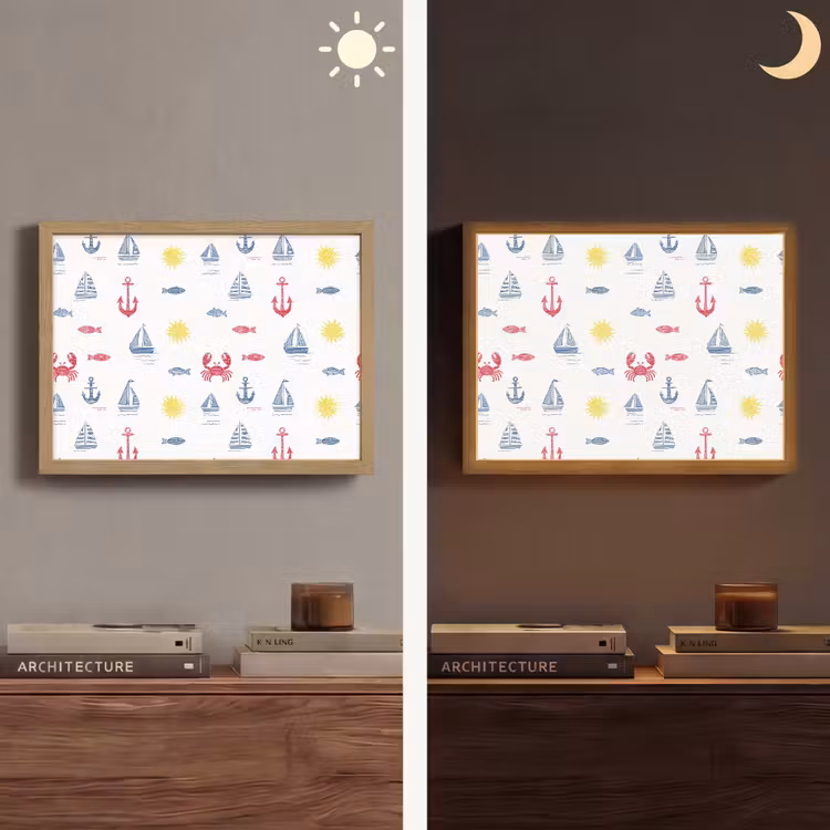 Nautisch - Illustraties - Kleurrijk Light Box met batterij (Wandlamp) middel 907 -sfeer3