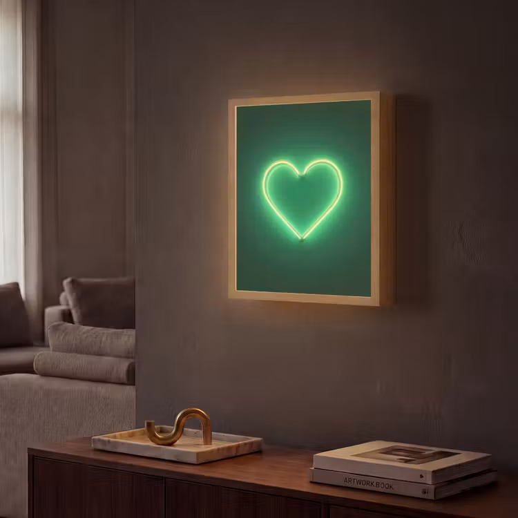 Neon - Groen - Licht Light Box met batterij (Wandlamp) middel -sfeer1