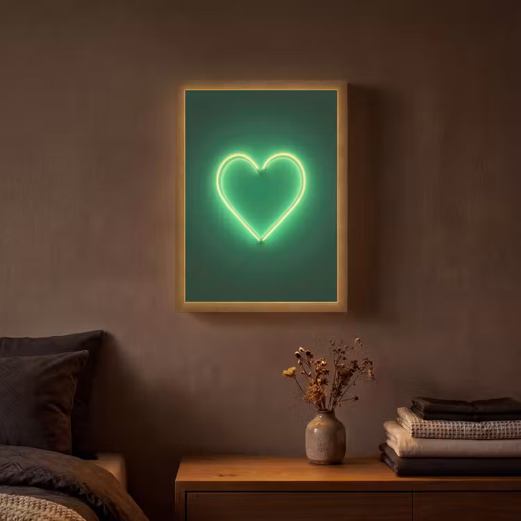 Neon - Groen - Licht Light Box met batterij (Wandlamp) middel -sfeer4