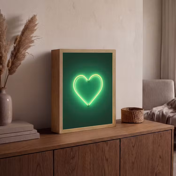Neon - Groen - Licht Light Box met batterij (Wandlamp) middel -sfeer2