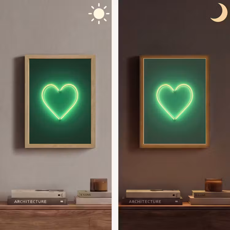 Neon - Groen - Licht Light Box met batterij (Wandlamp) middel -sfeer3