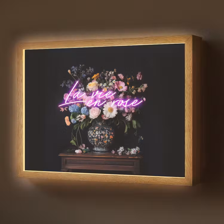 Neon - Vaas - Bloemen Light Box met batterij (Wandlamp) middel -z3d_website