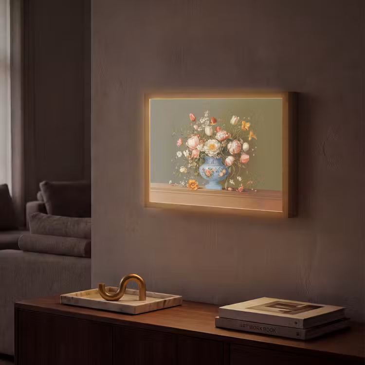 Neutral - Bloemen - Boeket - Vaas Light Box met batterij (Wandlamp) middel -sfeer1