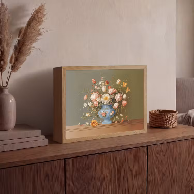 Neutral - Bloemen - Boeket - Vaas Light Box met batterij (Wandlamp) middel -sfeer2