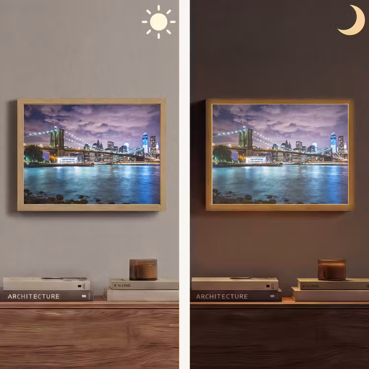 New York - Skyline - Stad - Kleuren Light Box met batterij (Wandlamp) middel -sfeer3