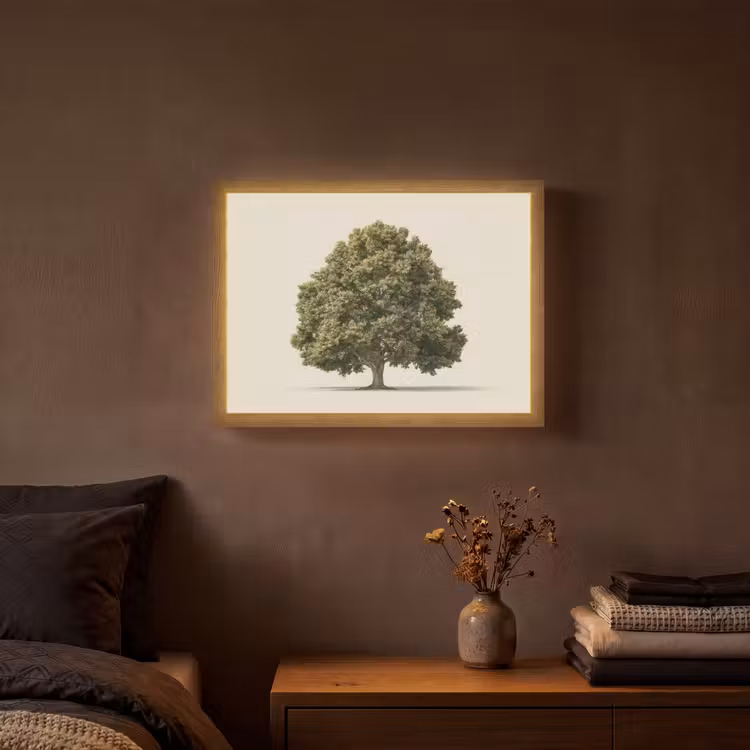 Eikenboom - Groen - Lichte achtergrond Light Box met batterij (Wandlamp) middel -sfeer4