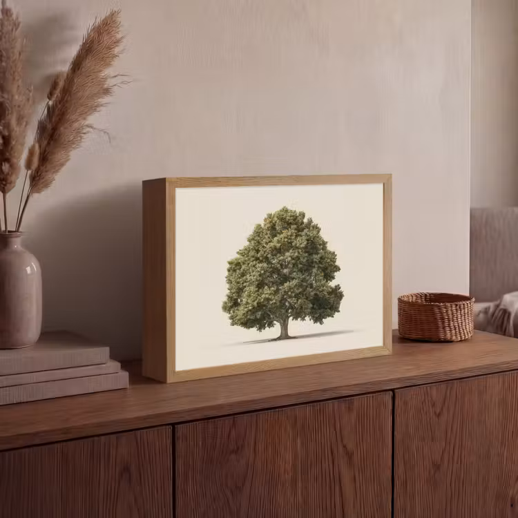 Eikenboom - Groen - Lichte achtergrond Light Box met batterij (Wandlamp) middel -sfeer2
