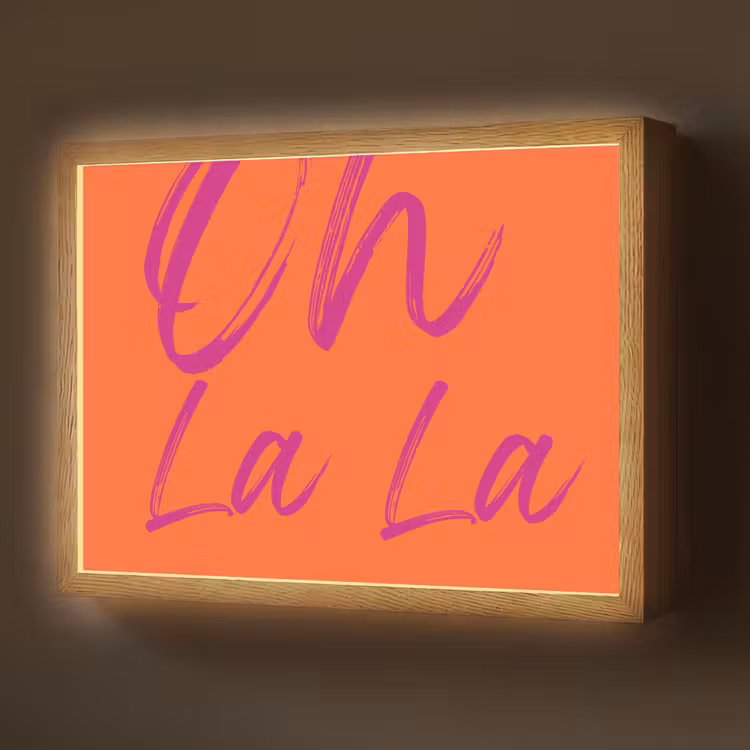 Oh la la - Oranje - Roze - Grafisch Light Box met batterij (Wandlamp) middel -z3d_website
