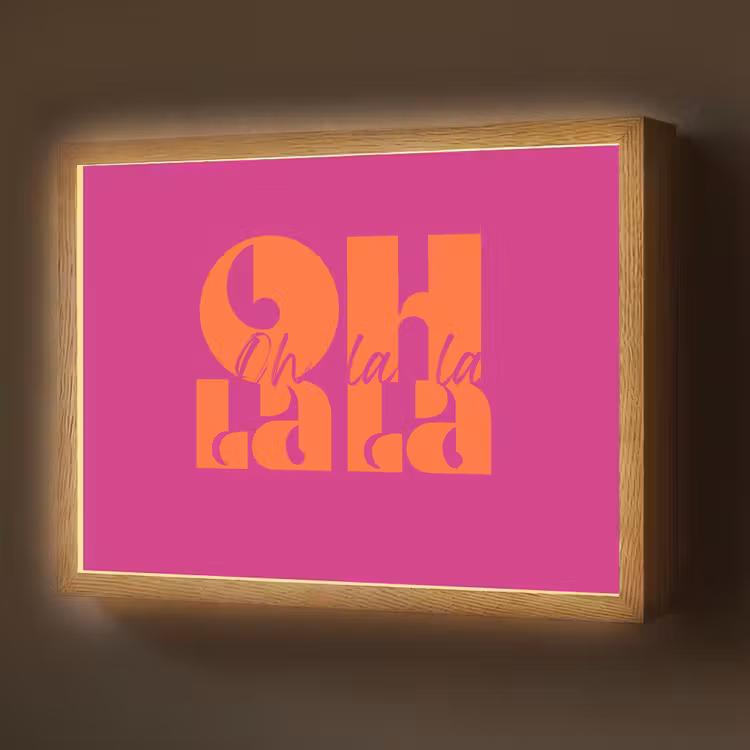 Oh la la - Roze - Oranje - Gestapelde letters Light Box met batterij (Wandlamp) middel -z3d_website