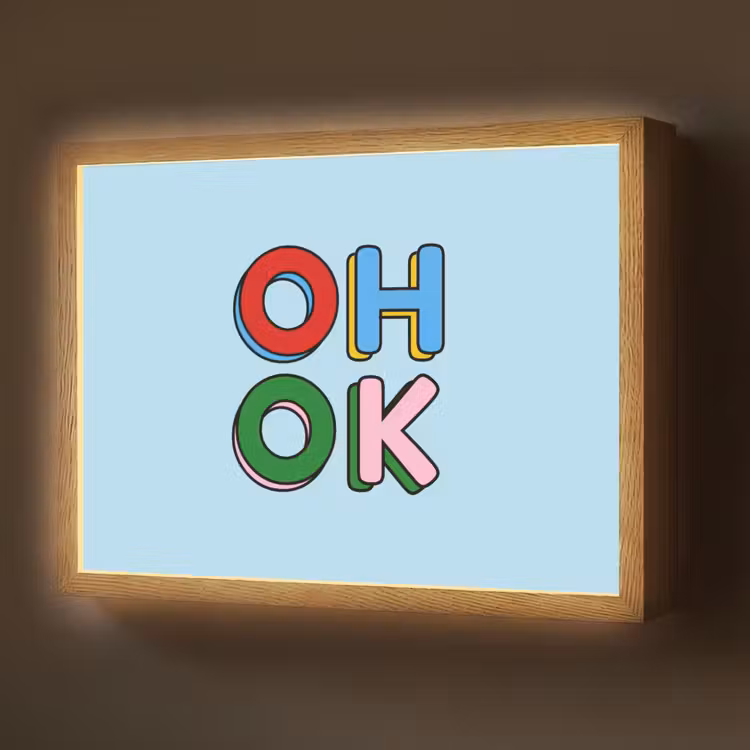 Oh ok - Blauw - Kleurrijk Light Box met batterij (Wandlamp) middel -z3d_website