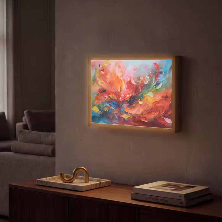 Olieverf - Kunst - Abstract - Kleurrijk Light Box met batterij (Wandlamp) middel -sfeer1