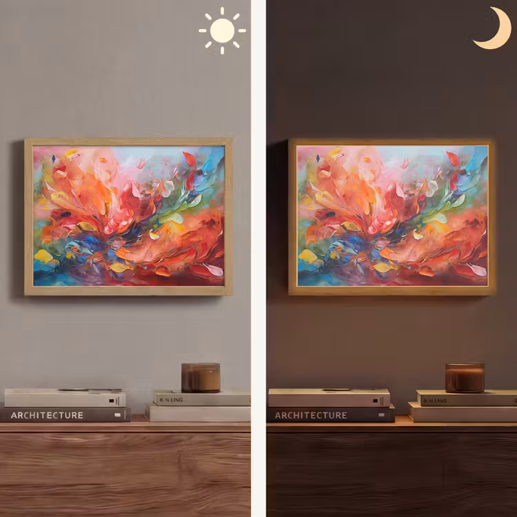 Olieverf - Kunst - Abstract - Kleurrijk Light Box met batterij (Wandlamp) middel -sfeer3
