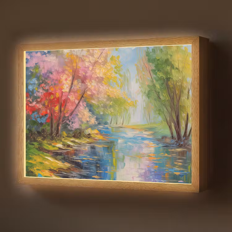 Olieverf - Landschap - Natuur - Kleurrijk Light Box met batterij (Wandlamp) middel -z3d_website