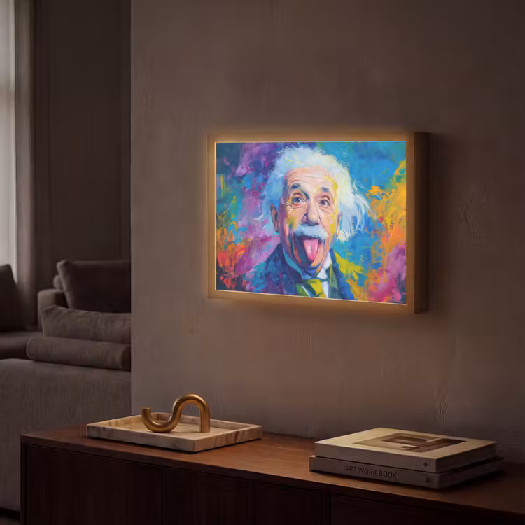 Oude man - Expressief - Kleurrijk Light Box met batterij (Wandlamp) middel -sfeer1