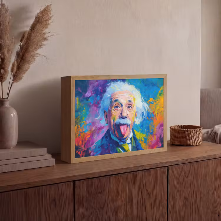 Oude man - Expressief - Kleurrijk Light Box met batterij (Wandlamp) middel -sfeer2