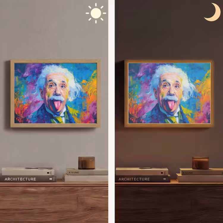 Oude man - Expressief - Kleurrijk Light Box met batterij (Wandlamp) middel -sfeer3