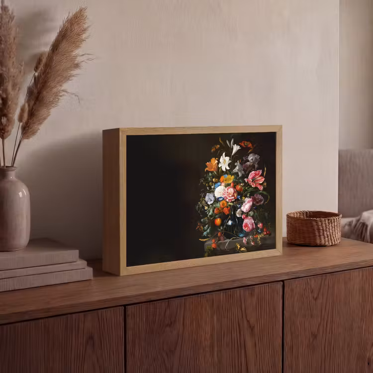 Oude meesters - Kunst - Vaas met bloemen - Jan Davidsz de Heem Light Box met batterij (Wandlamp) middel -sfeer2