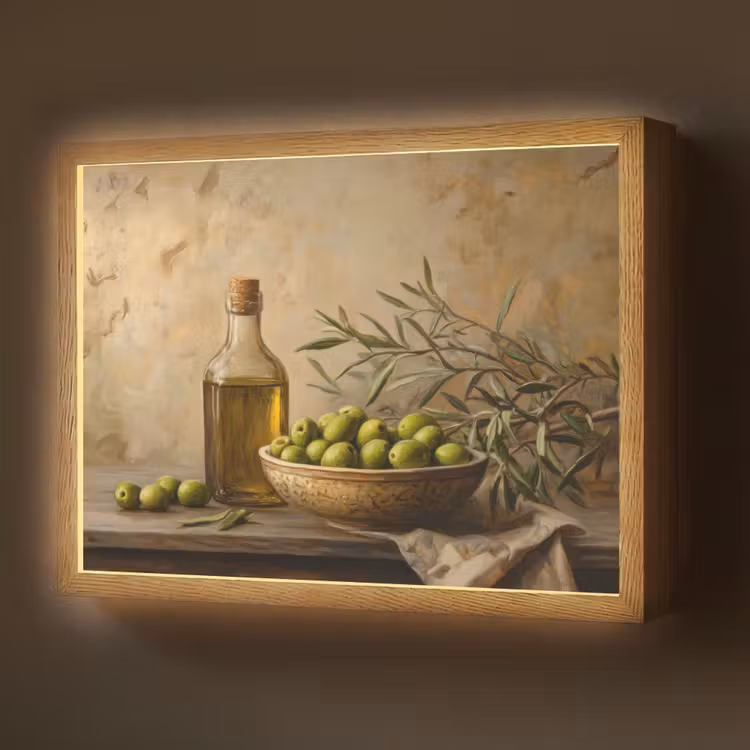 Olijven - Stilleven - Vintage Light Box met batterij (Wandlamp) middel -z3d_website