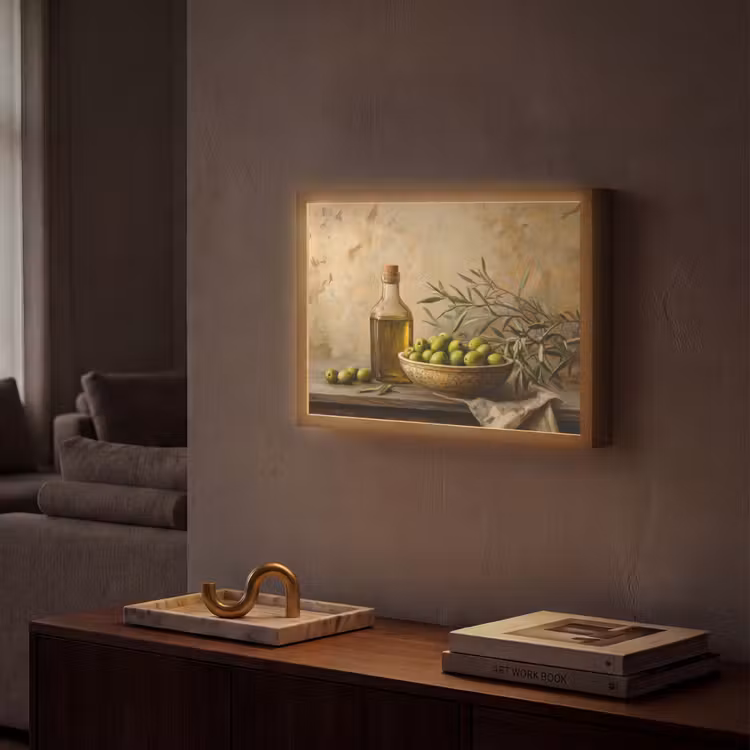 Olijven - Stilleven - Vintage Light Box met batterij (Wandlamp) middel -sfeer1