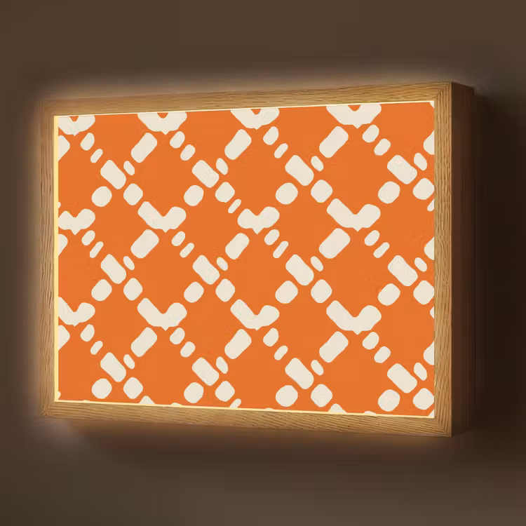 Oranje - Ruitpatroon - Wit Light Box met batterij (Wandlamp) middel 907 -z3d_website