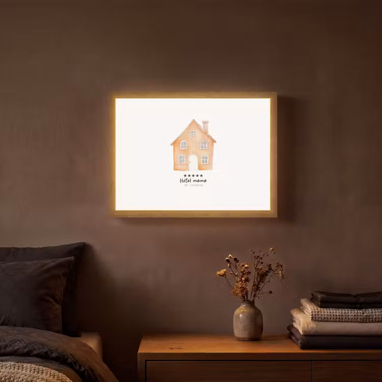 Oranje - Huisje - Quote - Hotel Light Box met batterij (Wandlamp) middel -sfeer4