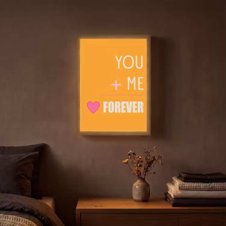 Oranje - Love - Valentijn Light Box met batterij (Wandlamp) middel -sfeer4