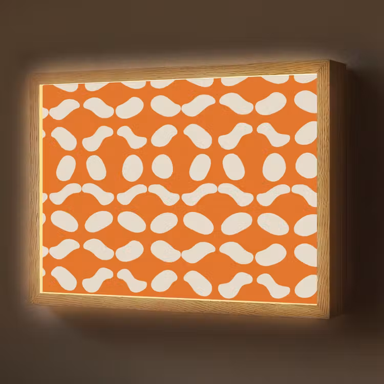 Oranje - Organische vormen - Wit Light Box met batterij (Wandlamp) middel 907 -z3d_website