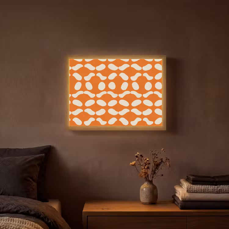 Oranje - Organische vormen - Wit Light Box met batterij (Wandlamp) middel 907 -sfeer4