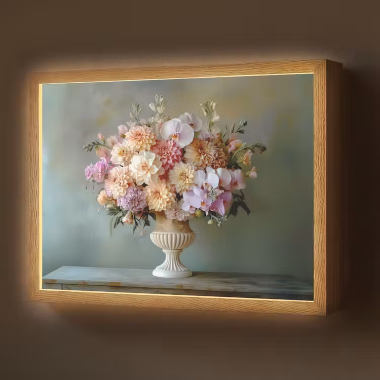 Orchidee - Boeket - Vaas - Bloemen Light Box met batterij (Wandlamp) middel -z3d_website