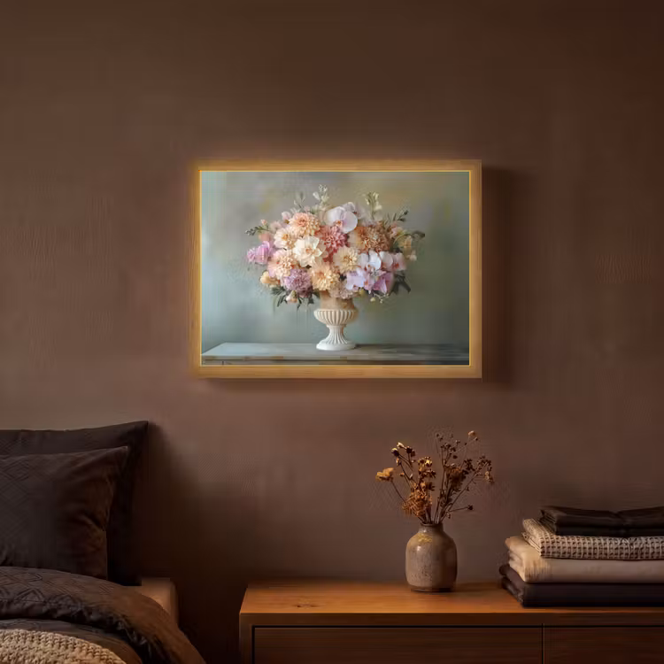 Orchidee - Boeket - Vaas - Bloemen Light Box met batterij (Wandlamp) middel -sfeer4