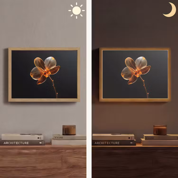 Orchidee - Doorzichtig - Bloem Light Box met batterij (Wandlamp) middel -sfeer3