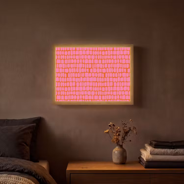Organisch - Raster - Roze Light Box met batterij (Wandlamp) middel 907 -sfeer4