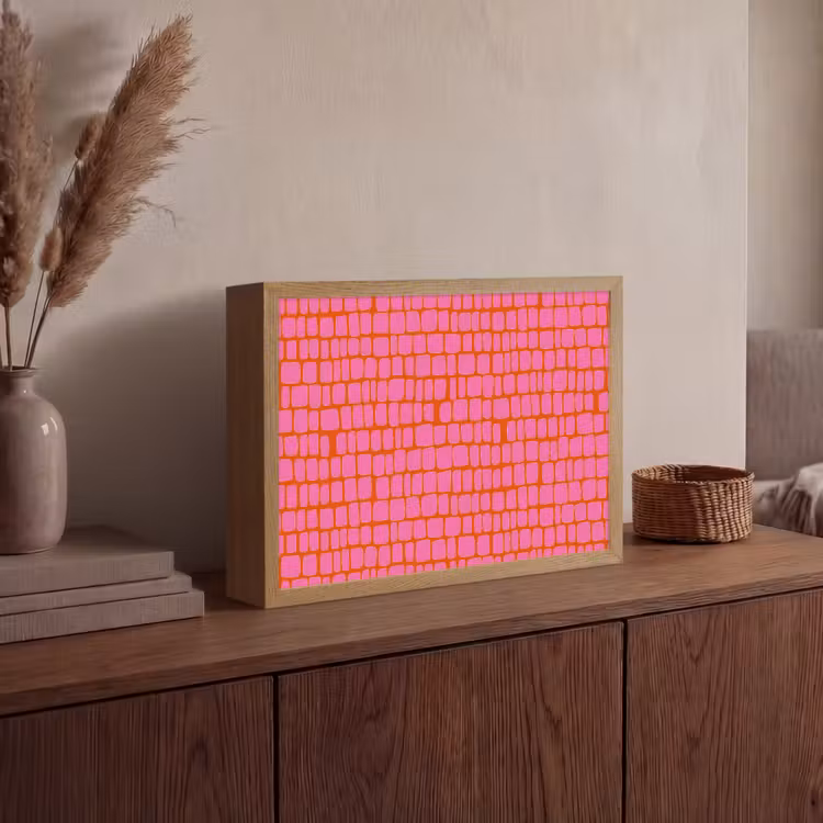 Organisch - Raster - Roze Light Box met batterij (Wandlamp) middel 907 -sfeer2