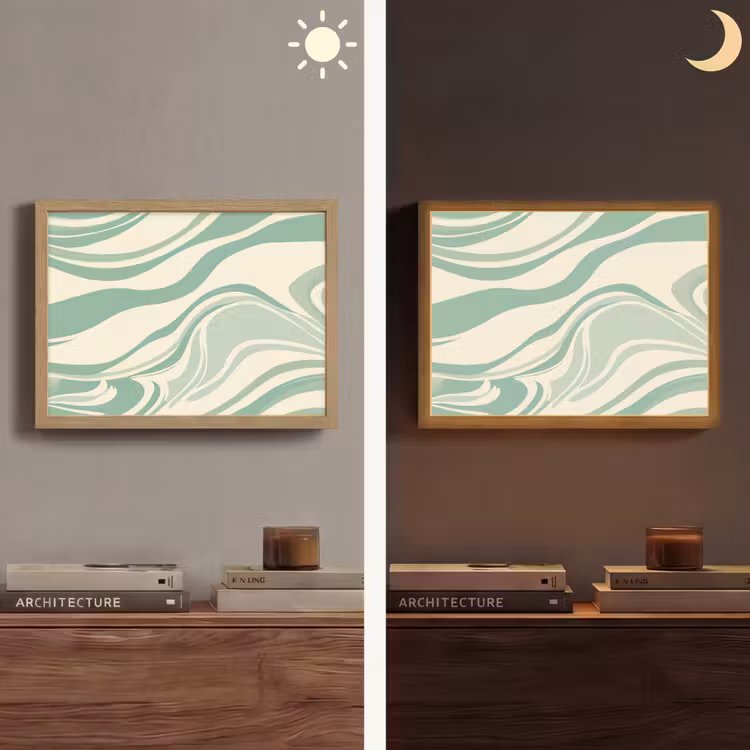 Organische lijnen - Mintgroen - Marmer Light Box met batterij (Wandlamp) middel -sfeer3