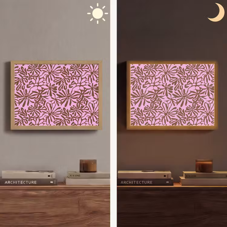 Organisch - Patroon - Roze Light Box met batterij (Wandlamp) middel 907 -sfeer3