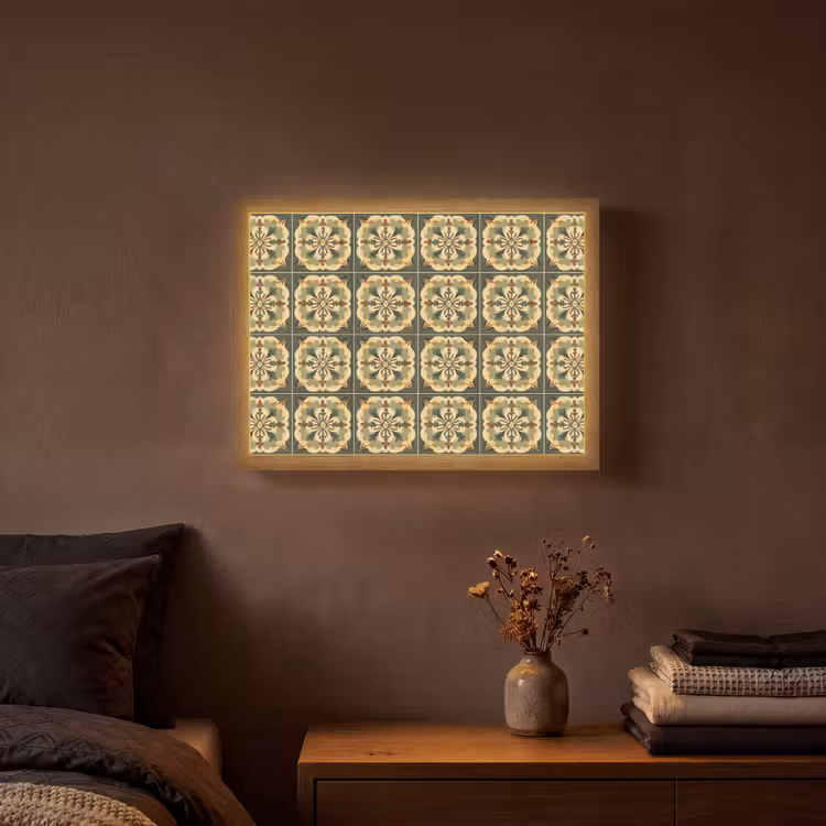 Ornament - Patroon - Groen Light Box met batterij (Wandlamp) middel 907 -sfeer4