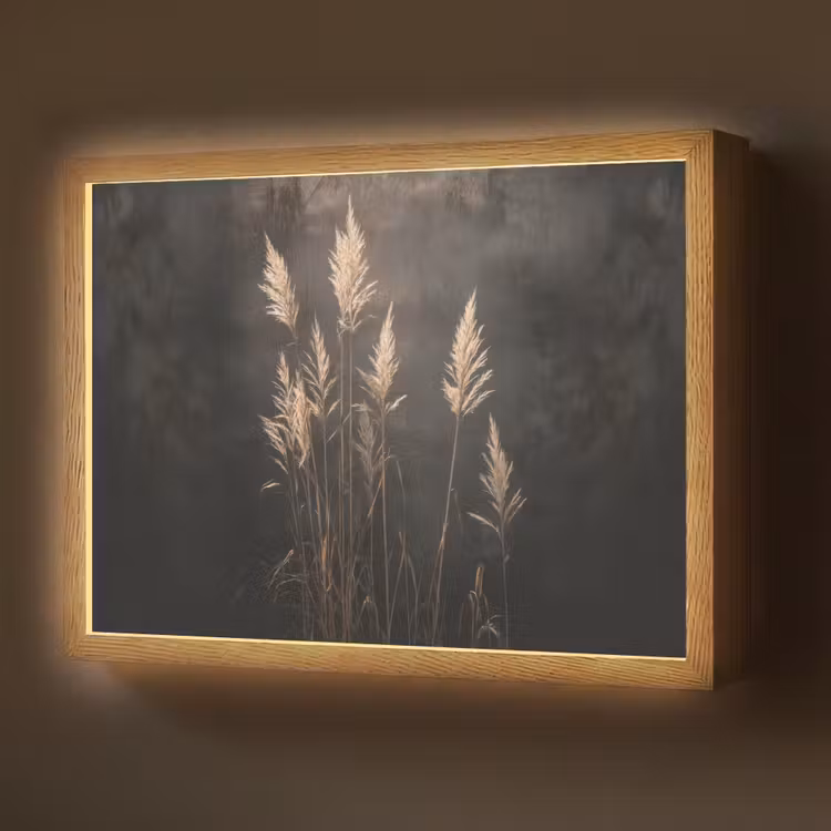 Siergras - Pluimen - Verlichting - Zwart Light Box met batterij (Wandlamp) middel -z3d_website
