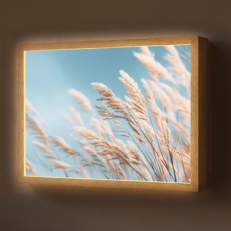 Siergras - Wind - Lichtbruin Light Box met batterij (Wandlamp) middel -z3d_website