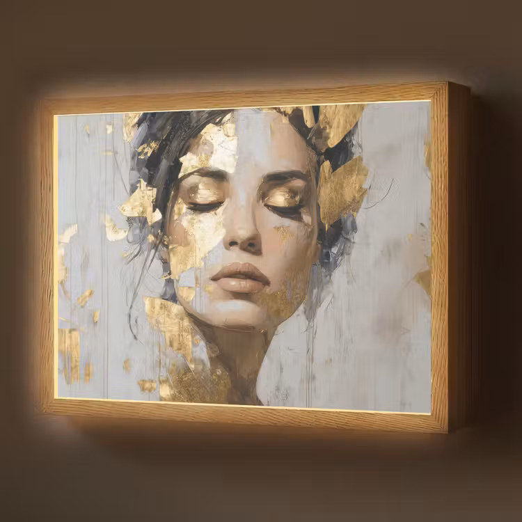 Sierlijk - Vrouw - Goud - Ogen Light Box met batterij (Wandlamp) middel -z3d_website