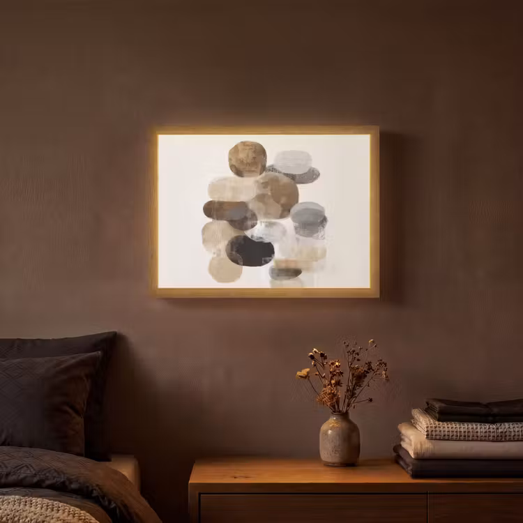 Ovaal - Kleurvlakken - Penseelstreken Light Box met batterij (Wandlamp) middel -sfeer4