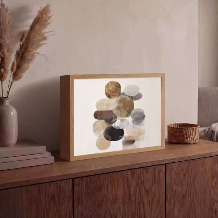 Ovaal - Kleurvlakken - Penseelstreken Light Box met batterij (Wandlamp) middel -sfeer2