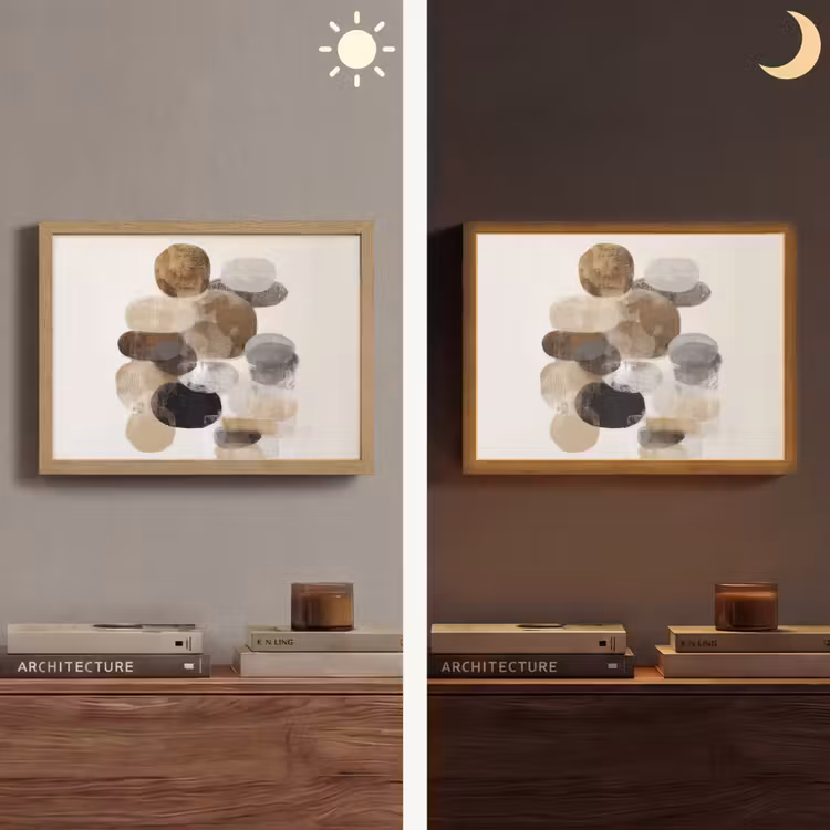 Ovaal - Kleurvlakken - Penseelstreken Light Box met batterij (Wandlamp) middel -sfeer3