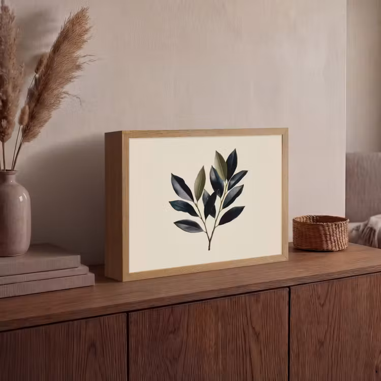 Ovaal - Olijfgroen - Simpel Light Box met batterij (Wandlamp) middel -sfeer2