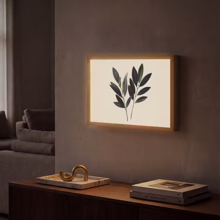 Ovaalvormige bladeren - Diep groen - Symmetrisch Light Box met batterij (Wandlamp) middel -sfeer1