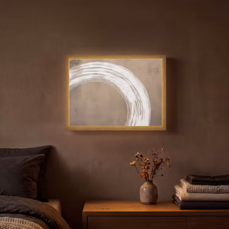 Verf - Bruin - Japandi Light Box met batterij (Wandlamp) middel -sfeer4