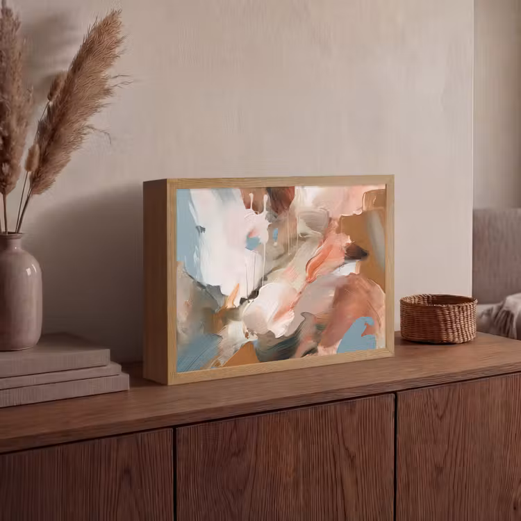 Verf - Kleuren - Abstract - Kunst Light Box met batterij (Wandlamp) middel -sfeer2