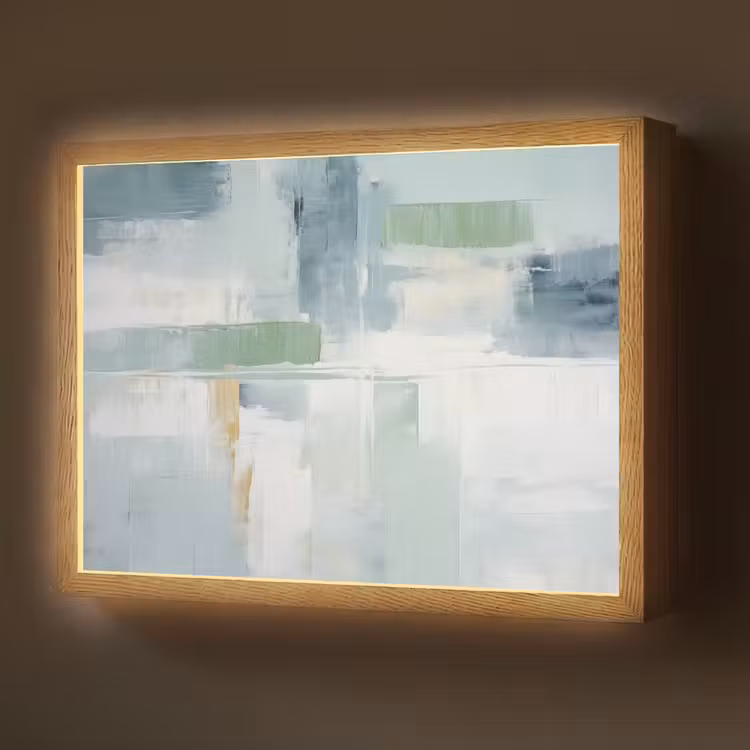 Verf - Moderne kunst - Abstract - Grijs Light Box met batterij (Wandlamp) middel -z3d_website