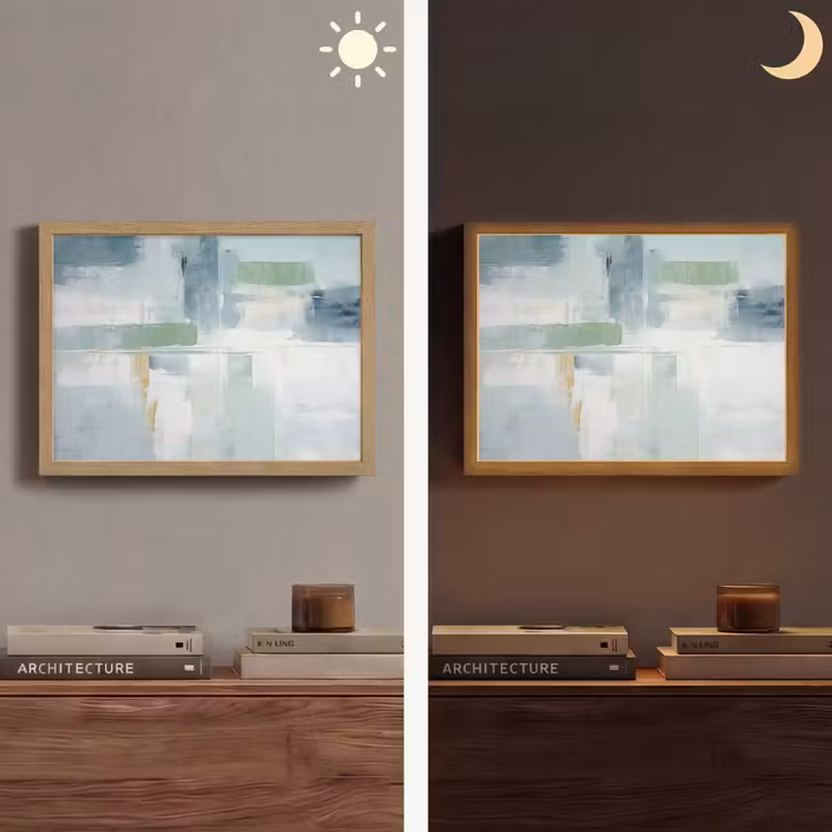 Verf - Moderne kunst - Abstract - Grijs Light Box met batterij (Wandlamp) middel -sfeer3